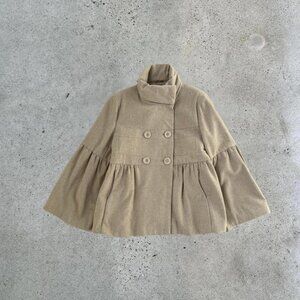 2000s Tan babydoll cut peacoat